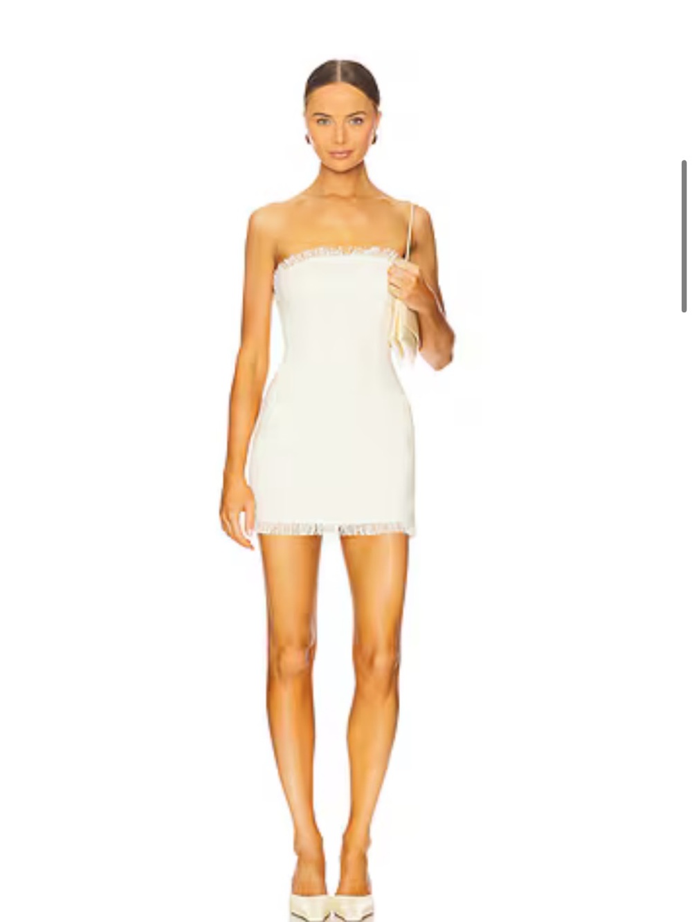 Strapless Ivory Fringe Mini Dress